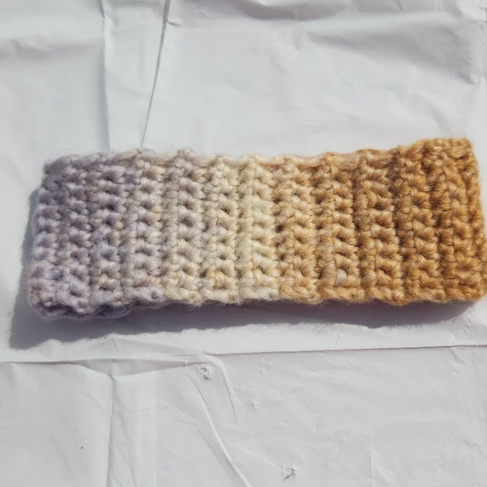 Handmade Crochet Chunky Headband Ear Warmer and Fingerless Gloves Mitts Set